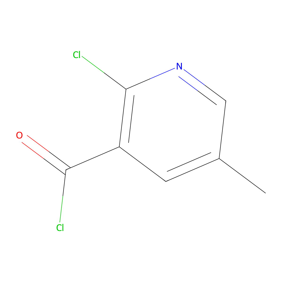 2-Chloro-5-methylpyridine-3-carbonyl chloride molecular structure, CAS 1088496-56-3