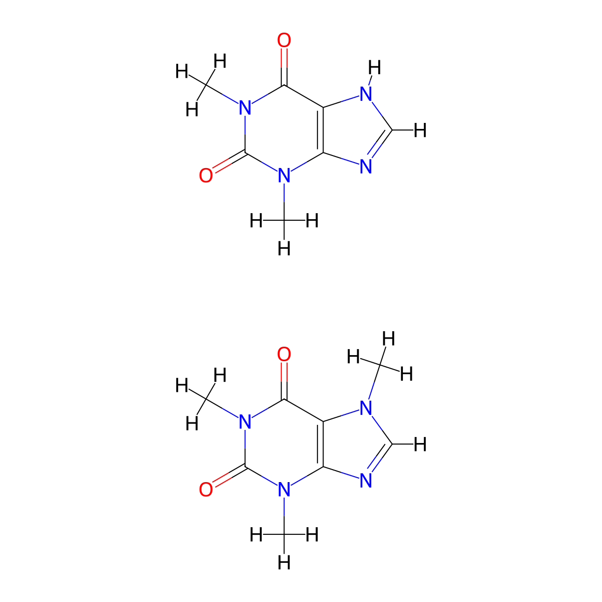 Caffeine:Theophylline cocrystal molecular structure, CAS 10885-54-8