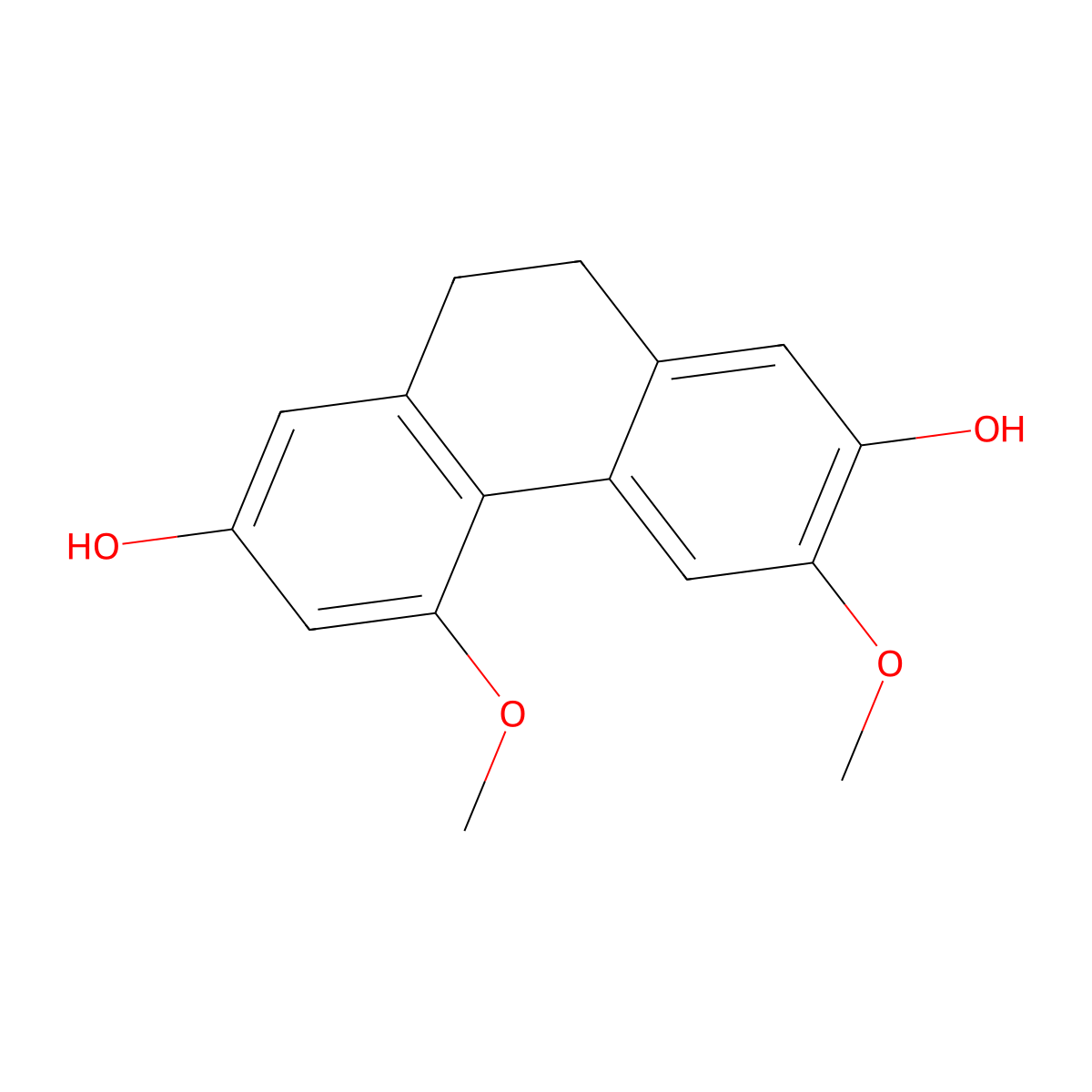 3,5-Dimethoxy-9,10-dihydrophenanthrene-2,7-diol molecular structure, CAS 108853-10-7