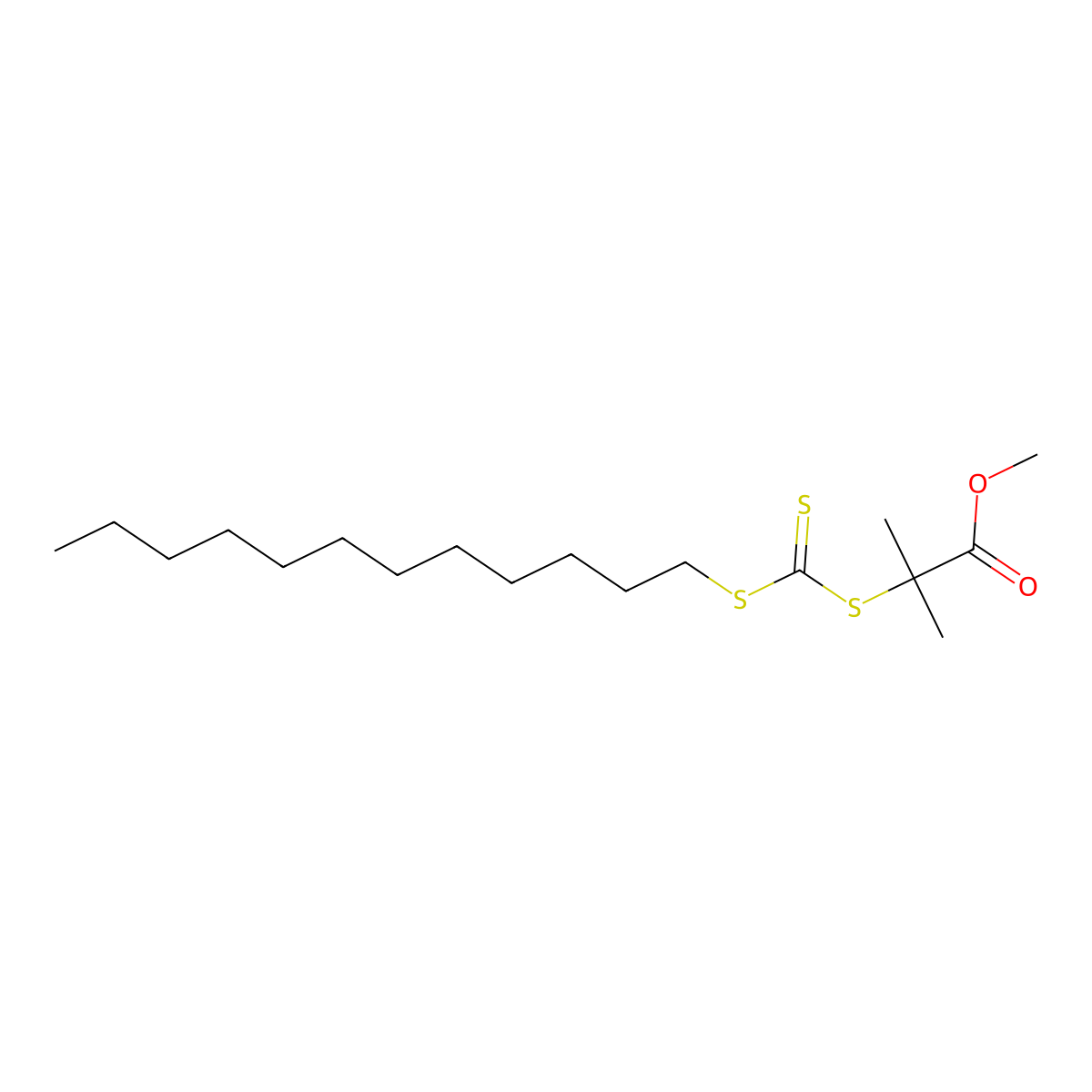 Methyl 2-(Dodecylthiocarbonothioylthio)-2-methylpropanoate molecular structure, CAS 1088555-95-6