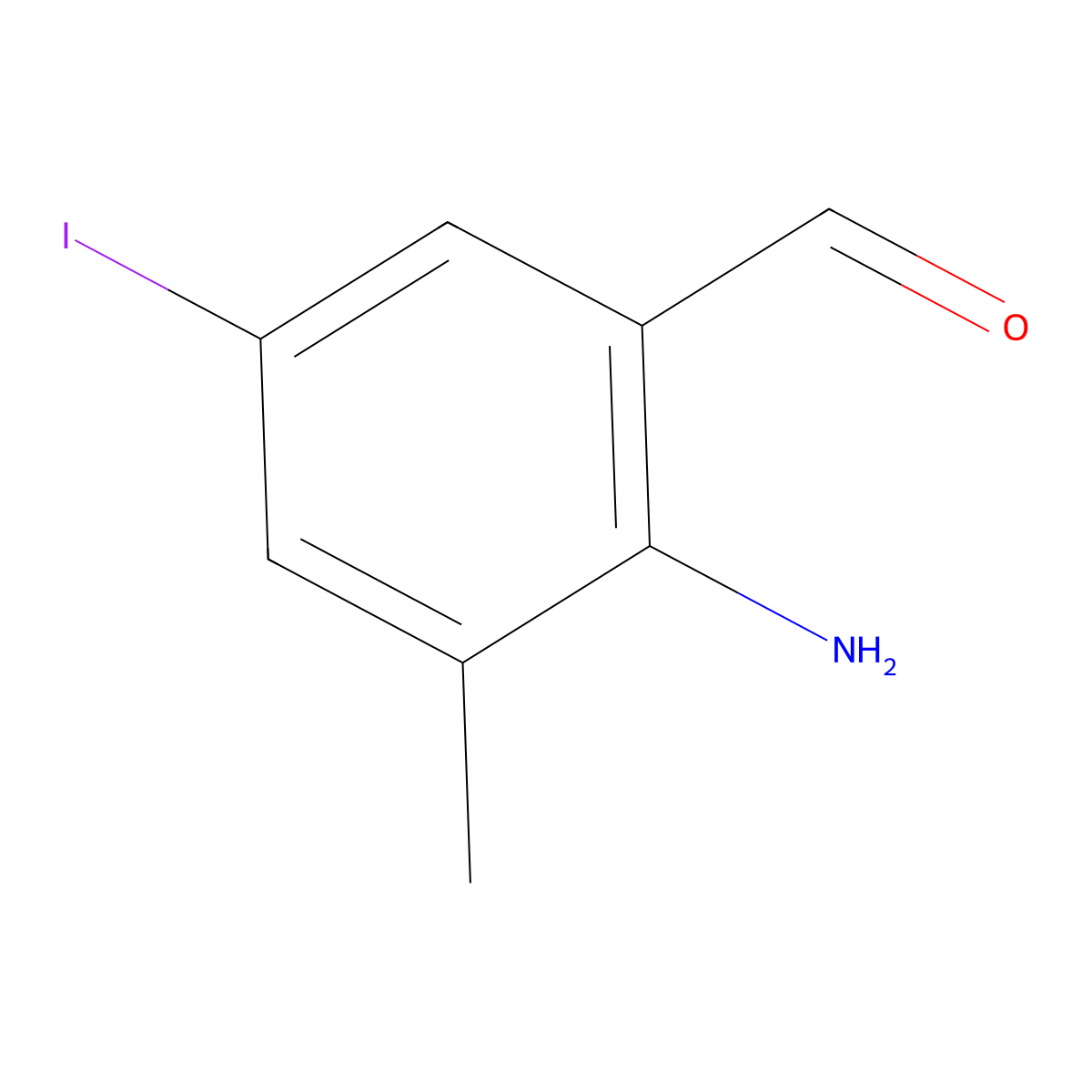 2-Amino-5-iodo-3-methylbenzaldehyde molecular structure, CAS 108857-26-7