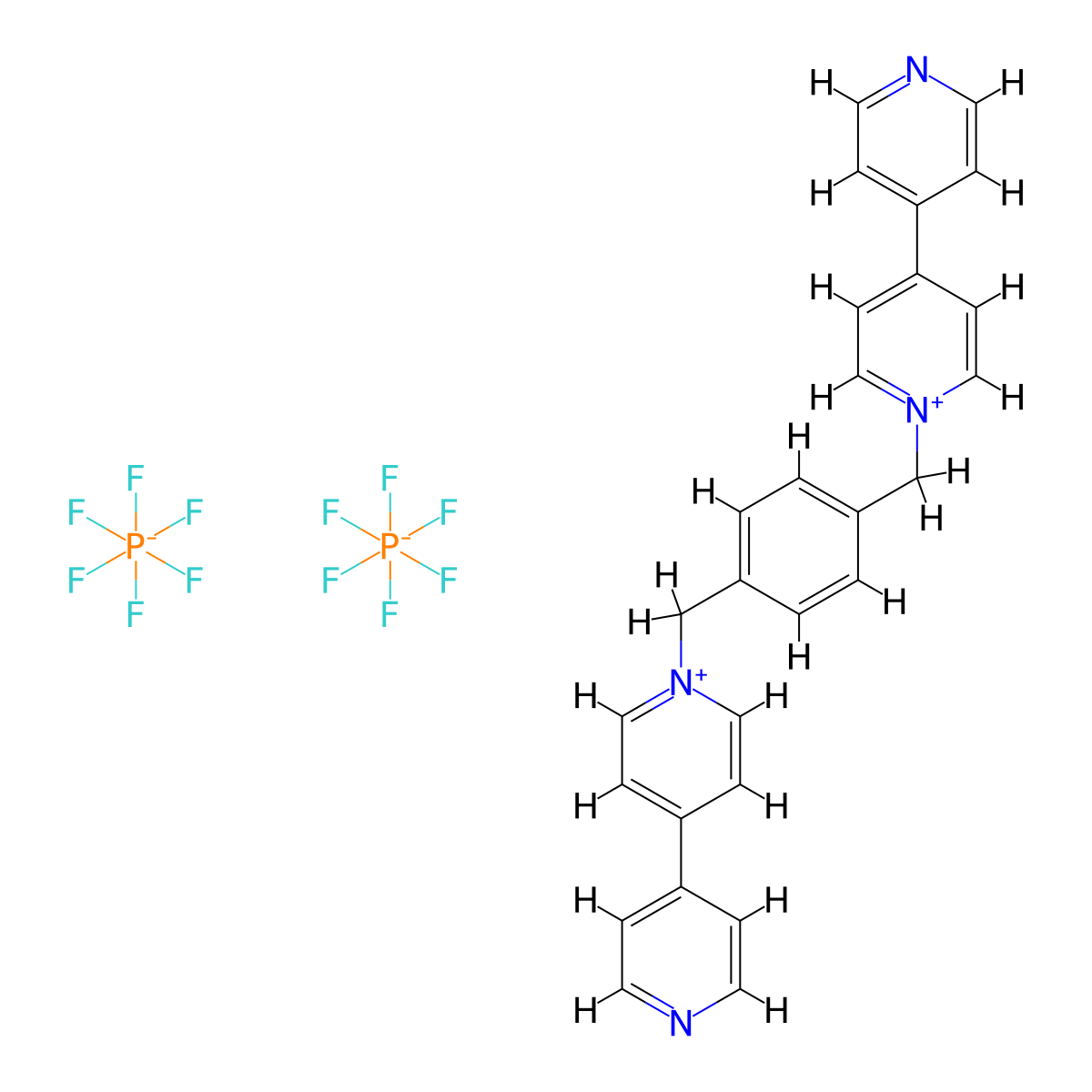 1,1'-(1,4-Phenylenebis(methylene))bis(4-(pyridin-4-yl)pyridin-1-ium) dihexafluorophosphate molecular structure, CAS 108861-20-7