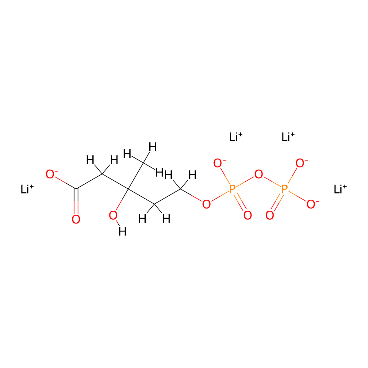 Tetralithium 3-hydroxy-3-methyl-5-{[(phosphonatooxy)phosphinato]oxy}pentanoate molecular structure, CAS 108869-00-7