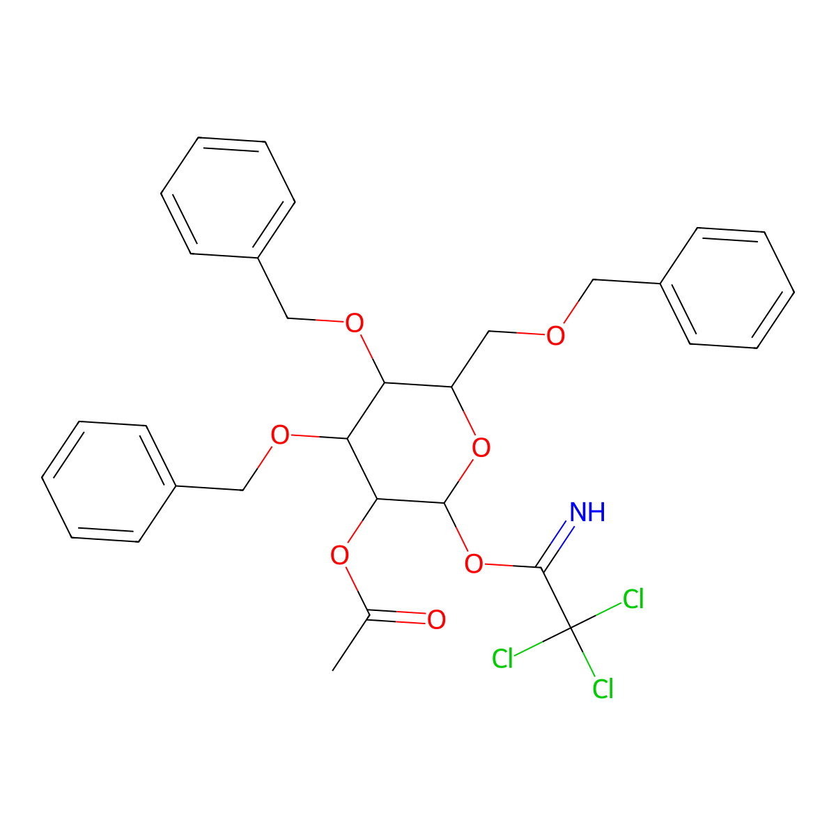 [(2R,3R,4S,5R,6R)-4,5-Bis(phenylmethoxy)-6-(phenylmethoxymethyl)-2-(2,2,2-trichloroethanimidoyl)oxyoxan-3-yl] acetate molecular structure, CAS 108869-64-3