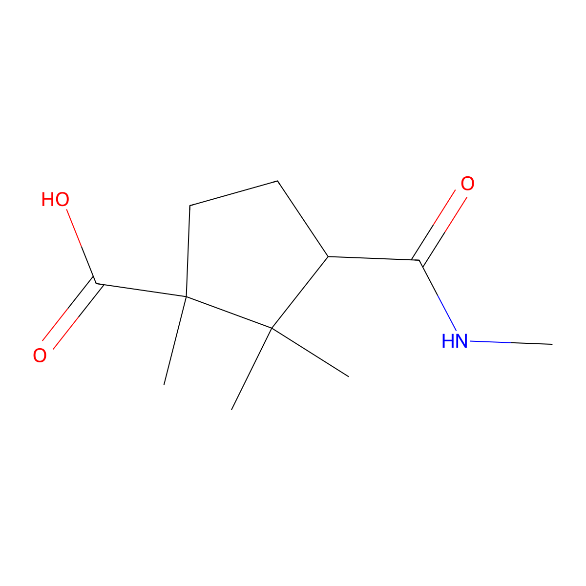 1,2,2-Trimethyl-3-[(methylamino)carbonyl]cyclopentanecarboxylic acid molecular structure, CAS 108879-65-8