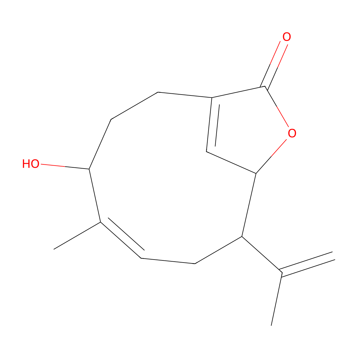 (4S,8R,9S)-4-hydroxy-5-methyl-8-prop-1-en-2-yl-10-oxabicyclo[7.2.1]dodeca-1(12),5-dien-11-one molecular structure, CAS 108885-62-7