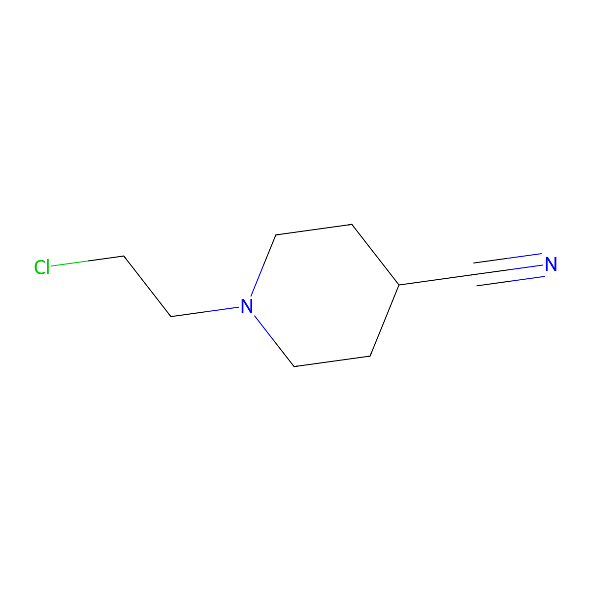 1-(2-Chloroethyl)piperidine-4-carbonitrile molecular structure, CAS 108890-51-3