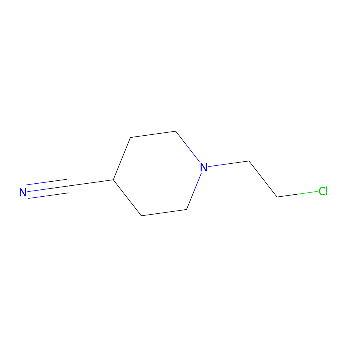 1-(2-Chloroethyl)piperidine-4-carbonitrile molecular structure, CAS 108890-51-3