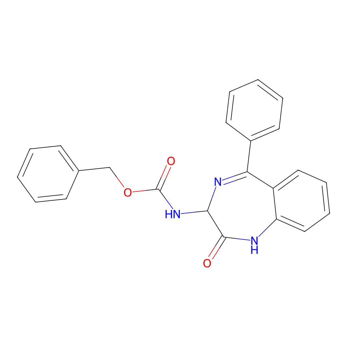 Benzyl (2-oxo-5-phenyl-2,3-dihydro-1h-benzo[e][1,4]diazepin-3-yl)carbamate molecular structure, CAS 108895-98-3