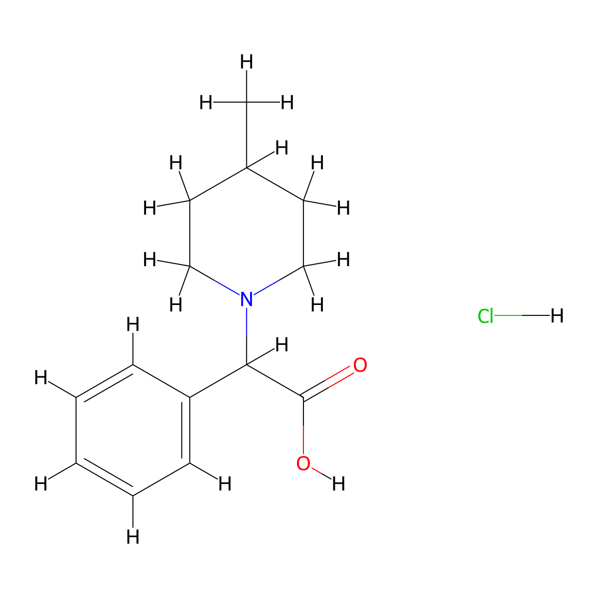(4-Methyl-piperidin-1-YL)-phenyl-acetic acid hydrochloride molecular structure, CAS 108896-65-7