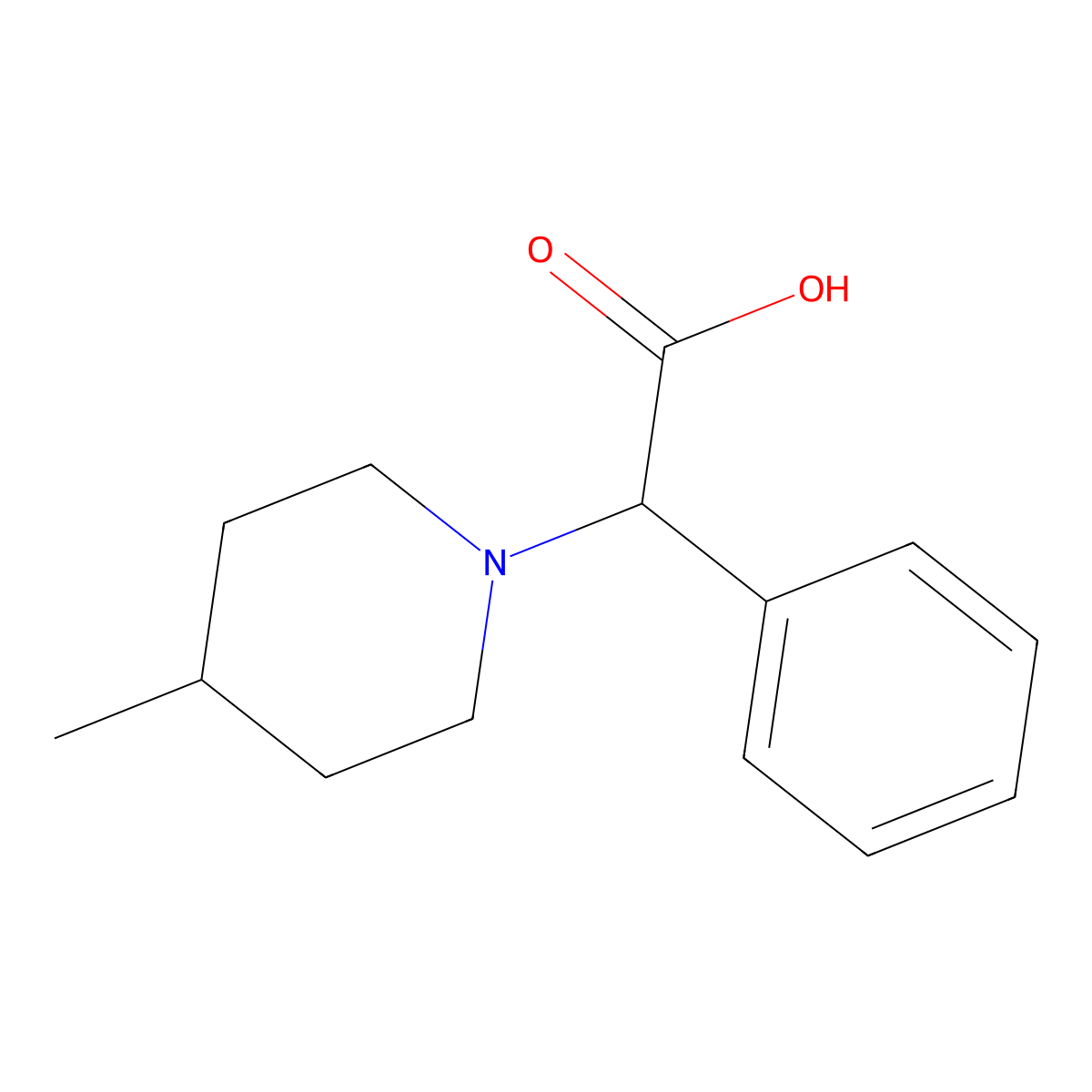 2-(4-Methylpiperidin-1-yl)-2-phenylacetic acid molecular structure, CAS 108896-66-8