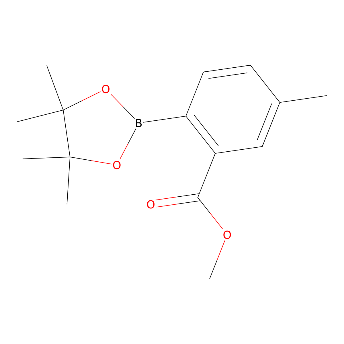 Methyl 5-methyl-2-(4,4,5,5-tetramethyl-1,3,2-dioxaborolan-2-yl)benzoate molecular structure, CAS 1088994-18-6