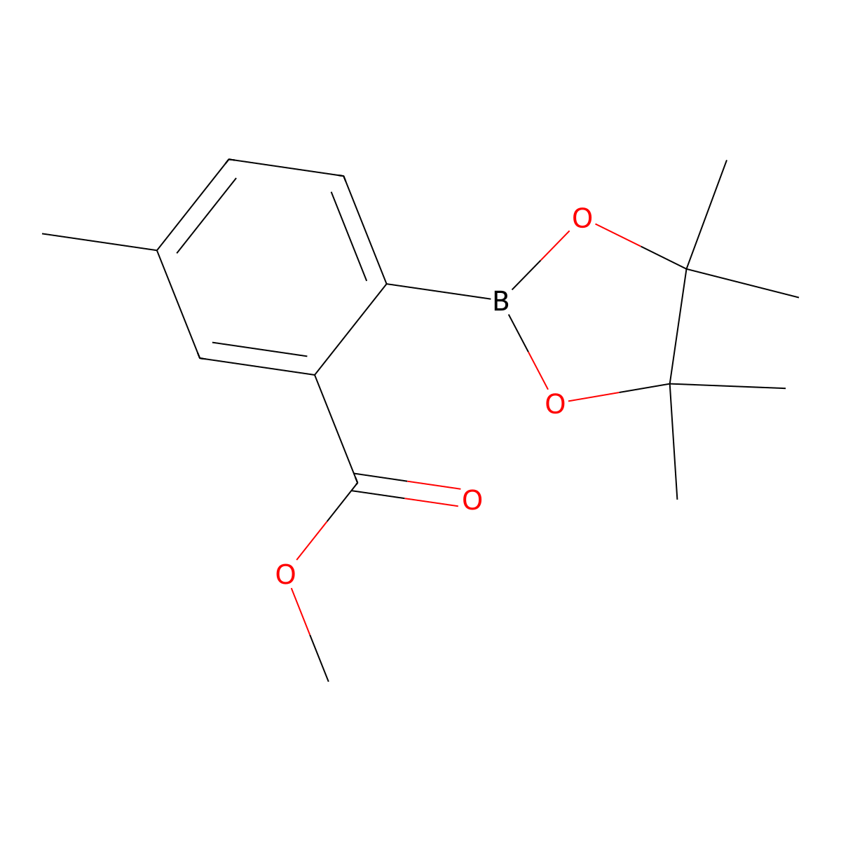 Methyl 5-methyl-2-(4,4,5,5-tetramethyl-1,3,2-dioxaborolan-2-yl)benzoate molecular structure, CAS 1088994-18-6