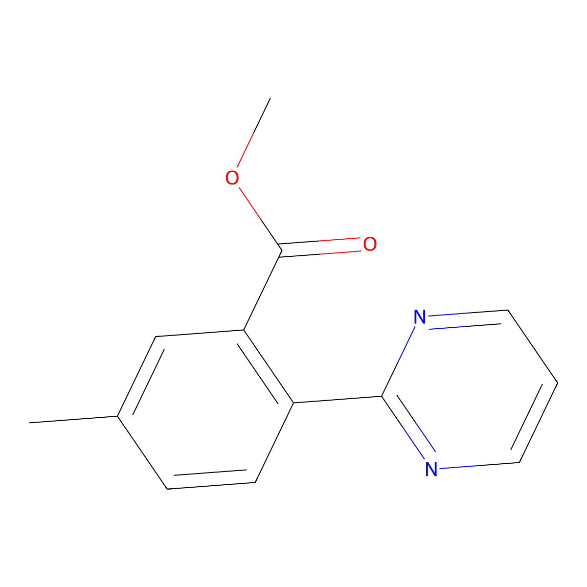 Methyl 5-methyl-2-(pyrimidin-2-yl)benzoate molecular structure, CAS 1088994-20-0