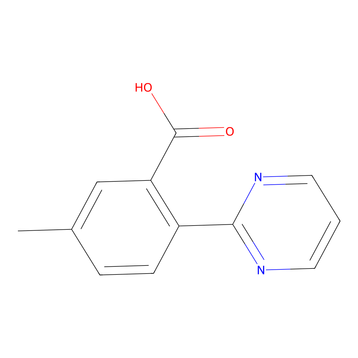 5-Methyl-2-(pyrimidin-2-yl)benzoic acid molecular structure, CAS 1088994-22-2