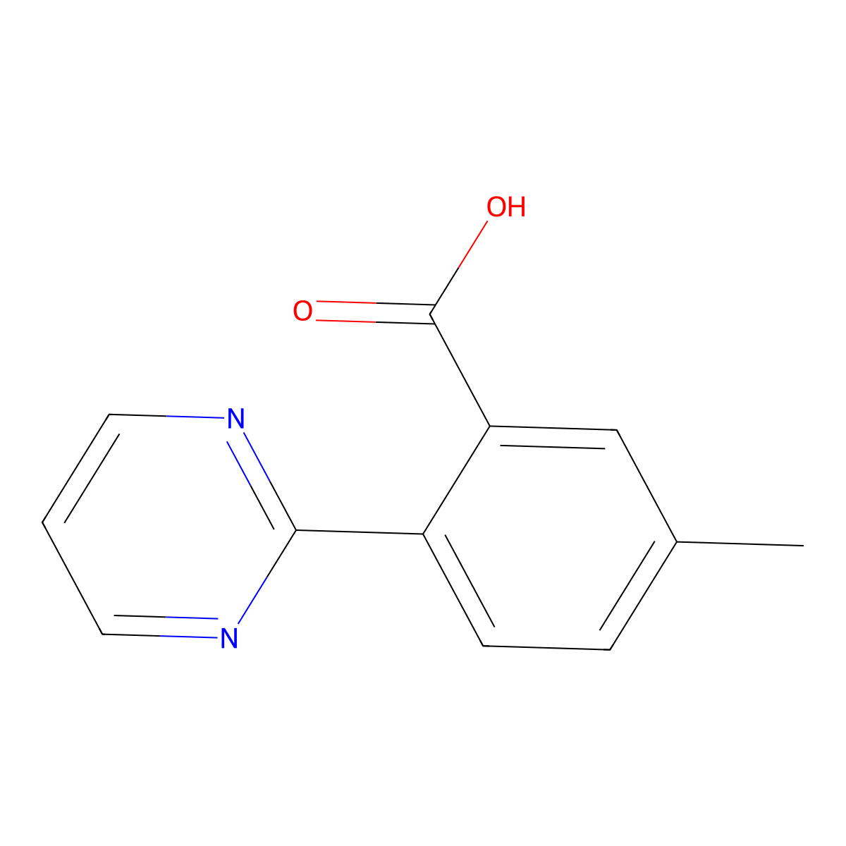 5-Methyl-2-(pyrimidin-2-yl)benzoic acid molecular structure, CAS 1088994-22-2