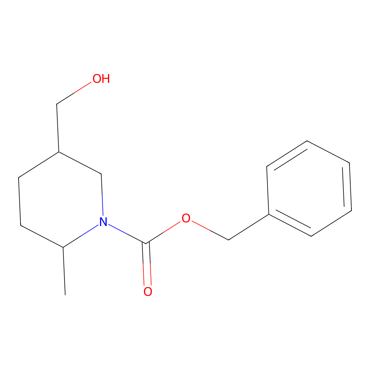 Benzyl 5-(hydroxymethyl)-2-methylpiperidine-1-carboxylate molecular structure, CAS 1088994-48-2