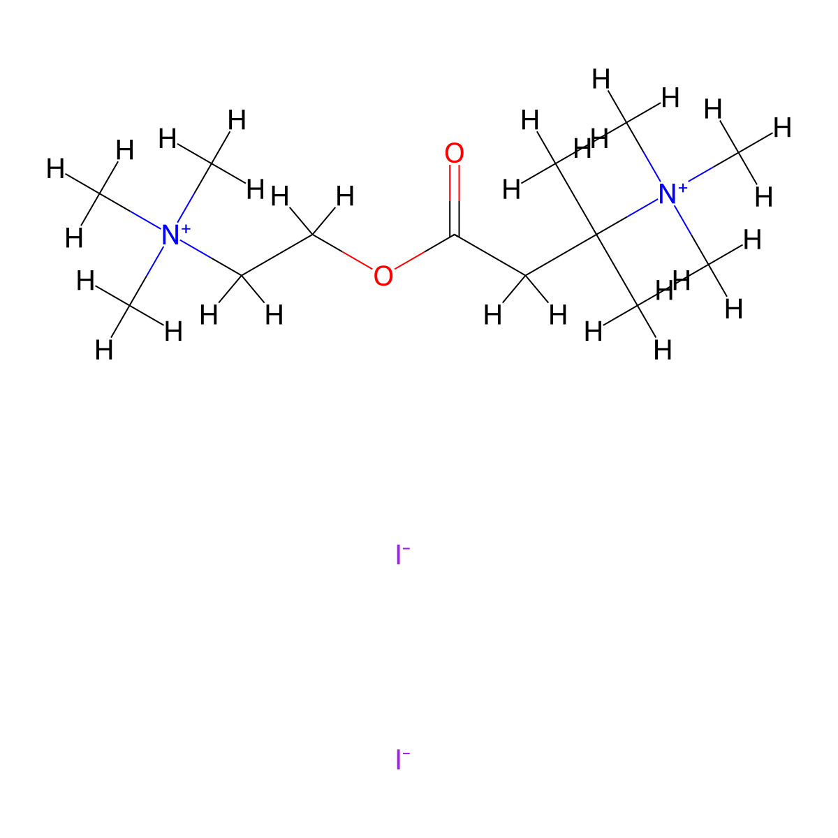 N,N,N,2-Tetramethyl-4-oxo-4-(2-(trimethylazaniumyl)ethoxy)butan-2-aminium diiodide molecular structure, CAS 108903-57-7