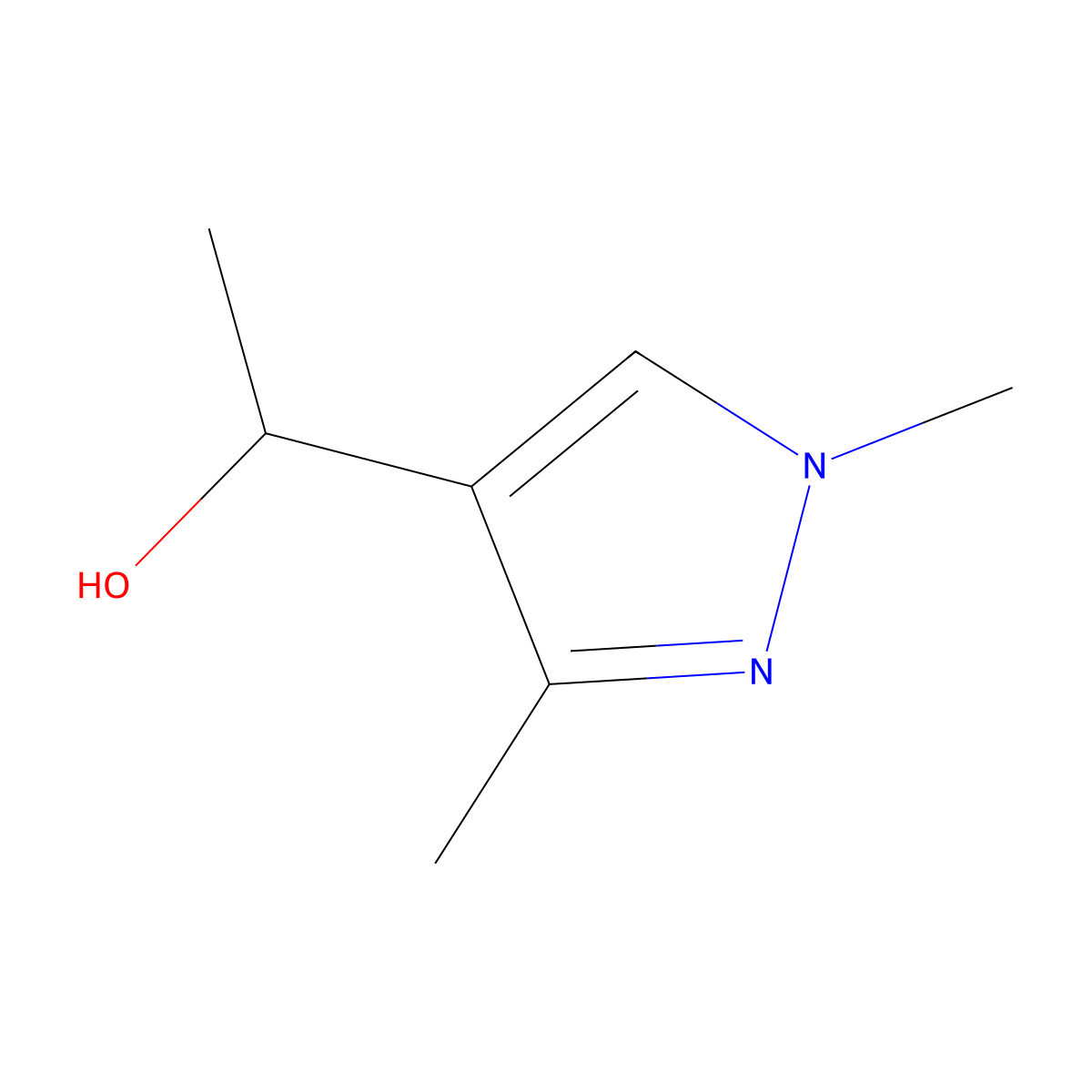1-(1,3-Dimethyl-1H-pyrazol-4-yl)ethan-1-ol molecular structure, CAS 108905-81-3