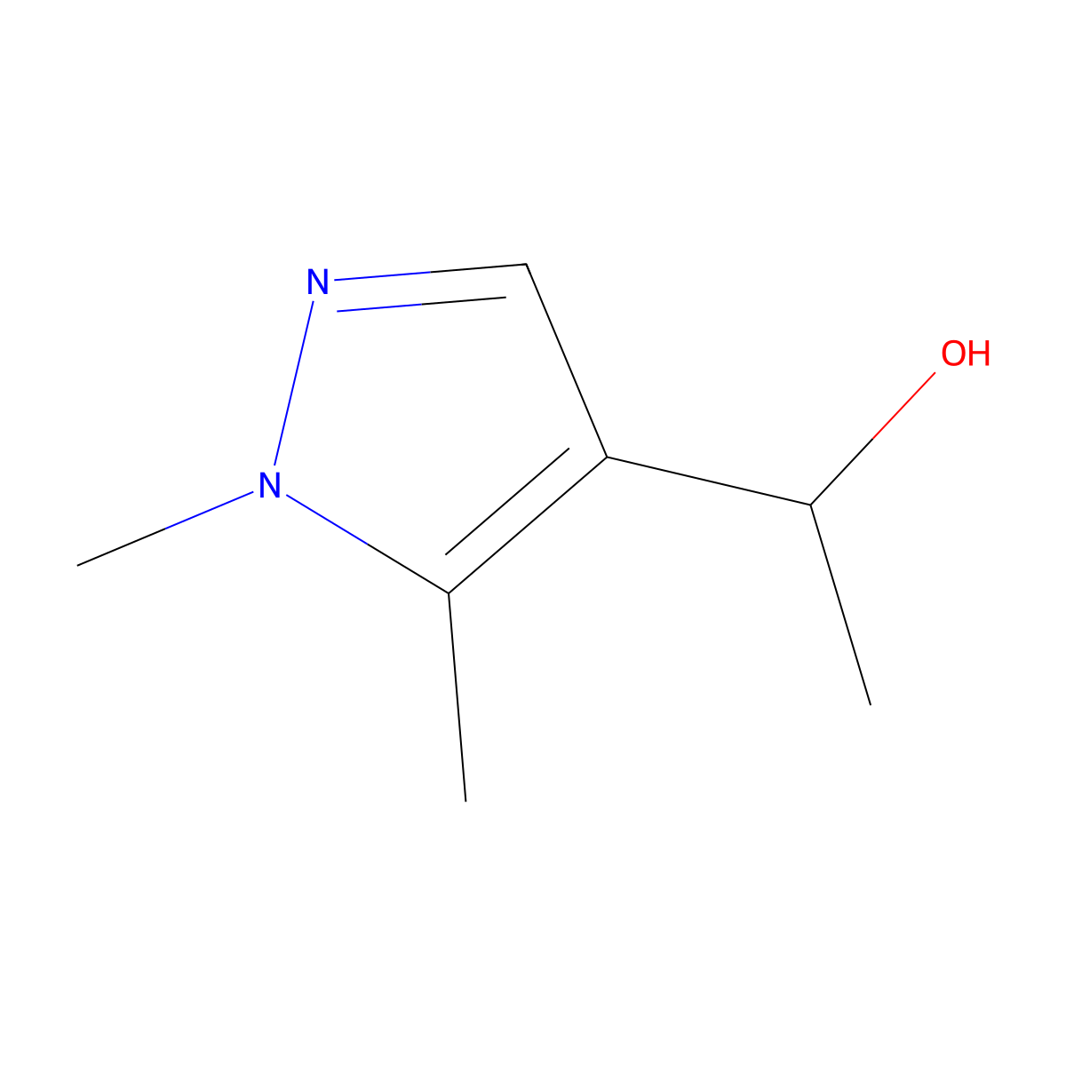 1-(1,5-dimethyl-1H-pyrazol-4-yl)ethanol molecular structure, CAS 108905-82-4