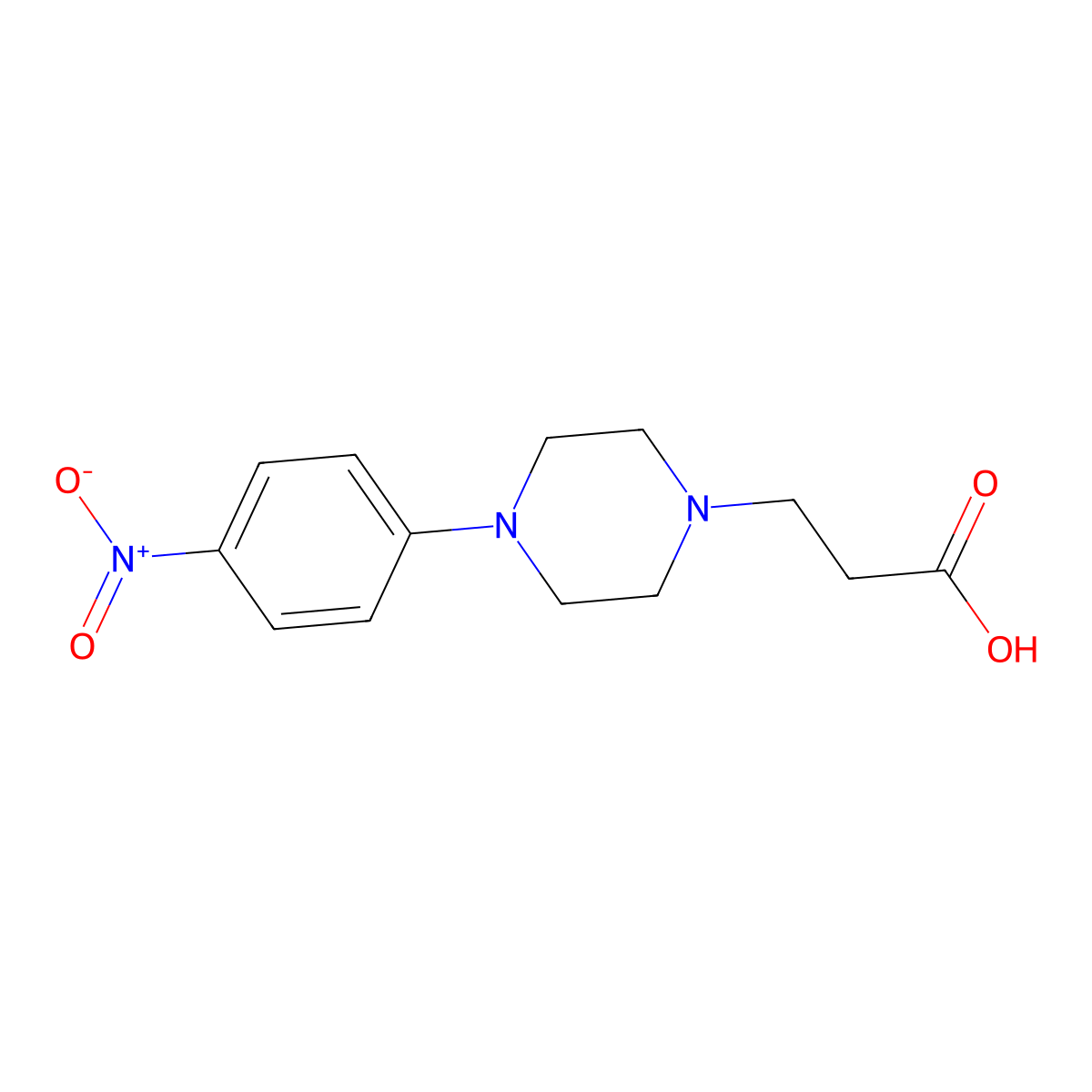1-Piperazinepropanoic acid, 4-(4-nitrophenyl)- molecular structure, CAS 108911-74-6