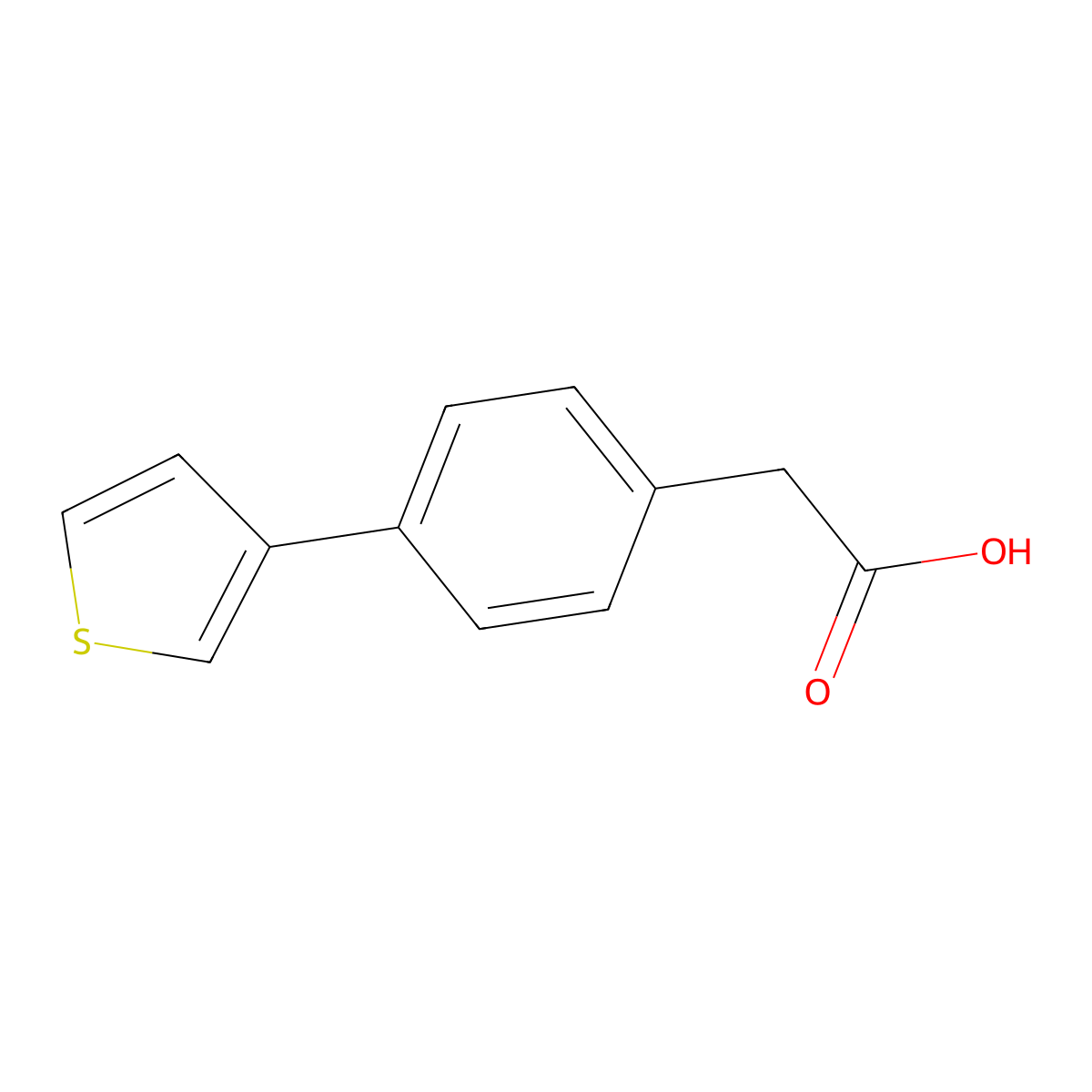 2-(4-(Thiophen-3-yl)phenyl)acetic acid molecular structure, CAS 108912-11-4