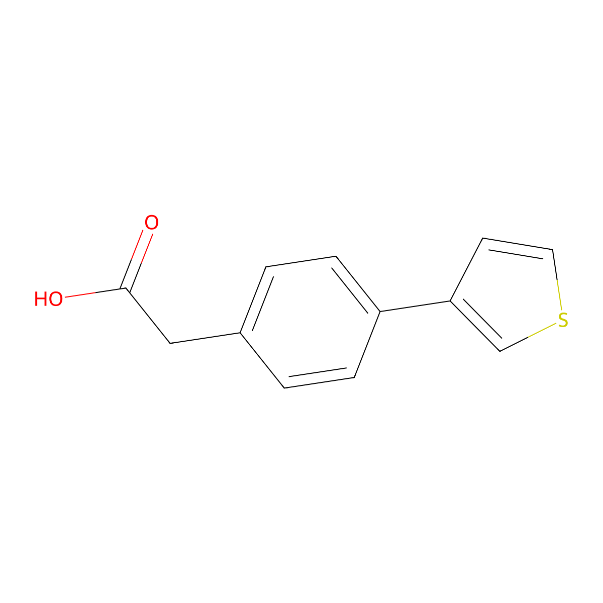 2-(4-(Thiophen-3-yl)phenyl)acetic acid molecular structure, CAS 108912-11-4