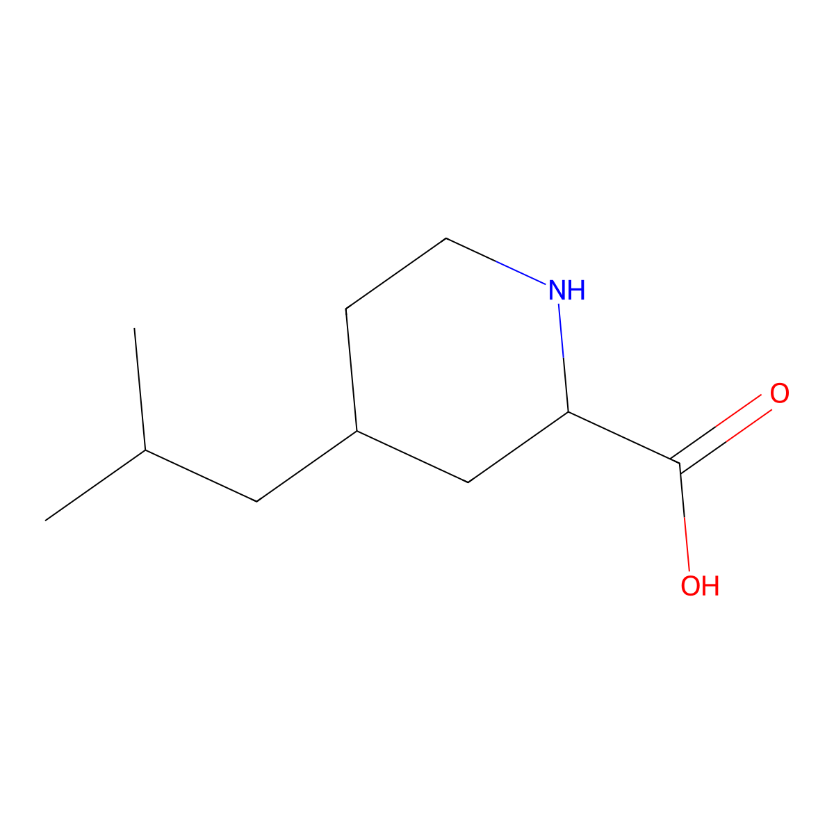 4-(2-Methylpropyl)piperidine-2-carboxylic acid molecular structure, CAS 1089132-26-2
