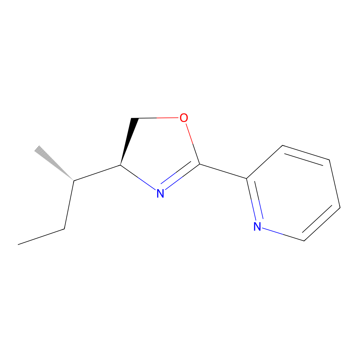 (S)-4-((S)-sec-Butyl)-2-(pyridin-2-yl)-4,5-dihydrooxazole molecular structure, CAS 108915-03-3