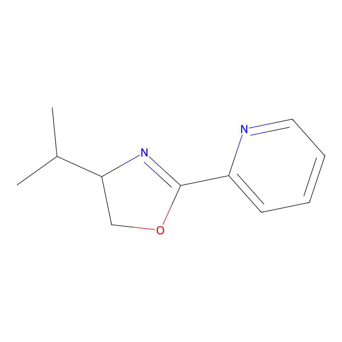 (S)-4-Isopropyl-2-(pyridin-2-yl)-4,5-dihydrooxazole molecular structure, CAS 108915-04-4
