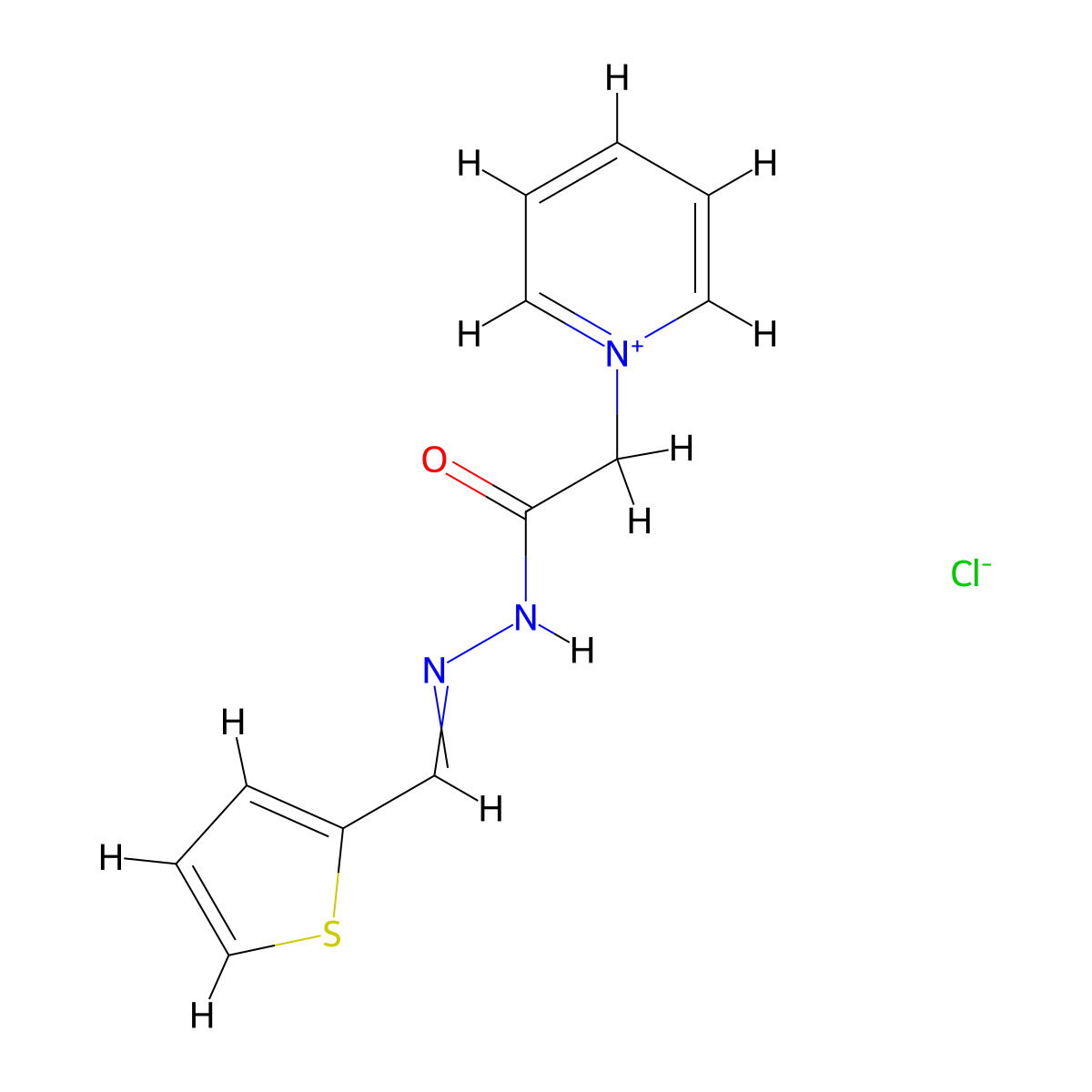 1-(2-Oxo-2-{2-[(thiophen-2-yl)methylidene]hydrazinyl}ethyl)pyridin-1-ium chloride molecular structure, CAS 108921-81-9