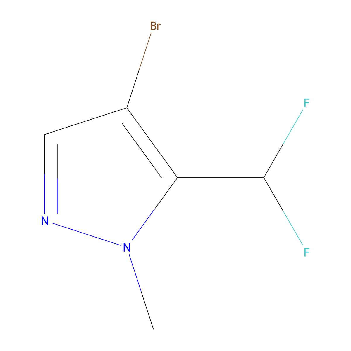4-bromo-5-(difluoromethyl)-1-methyl-1H-pyrazole molecular structure, CAS 1089212-57-6
