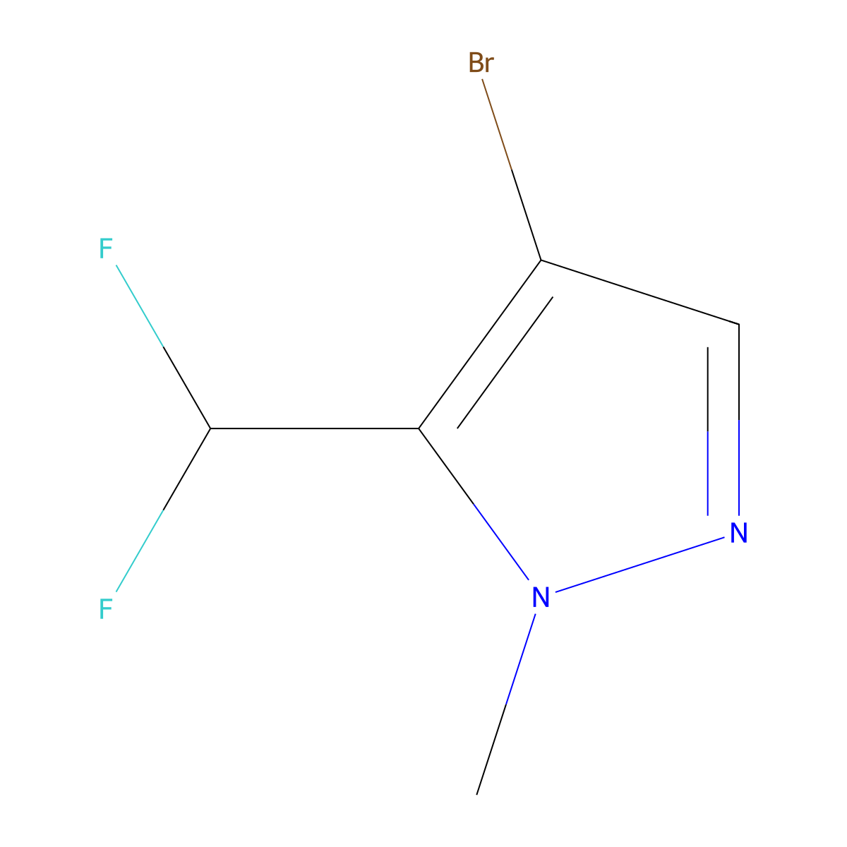 4-bromo-5-(difluoromethyl)-1-methyl-1H-pyrazole molecular structure, CAS 1089212-57-6