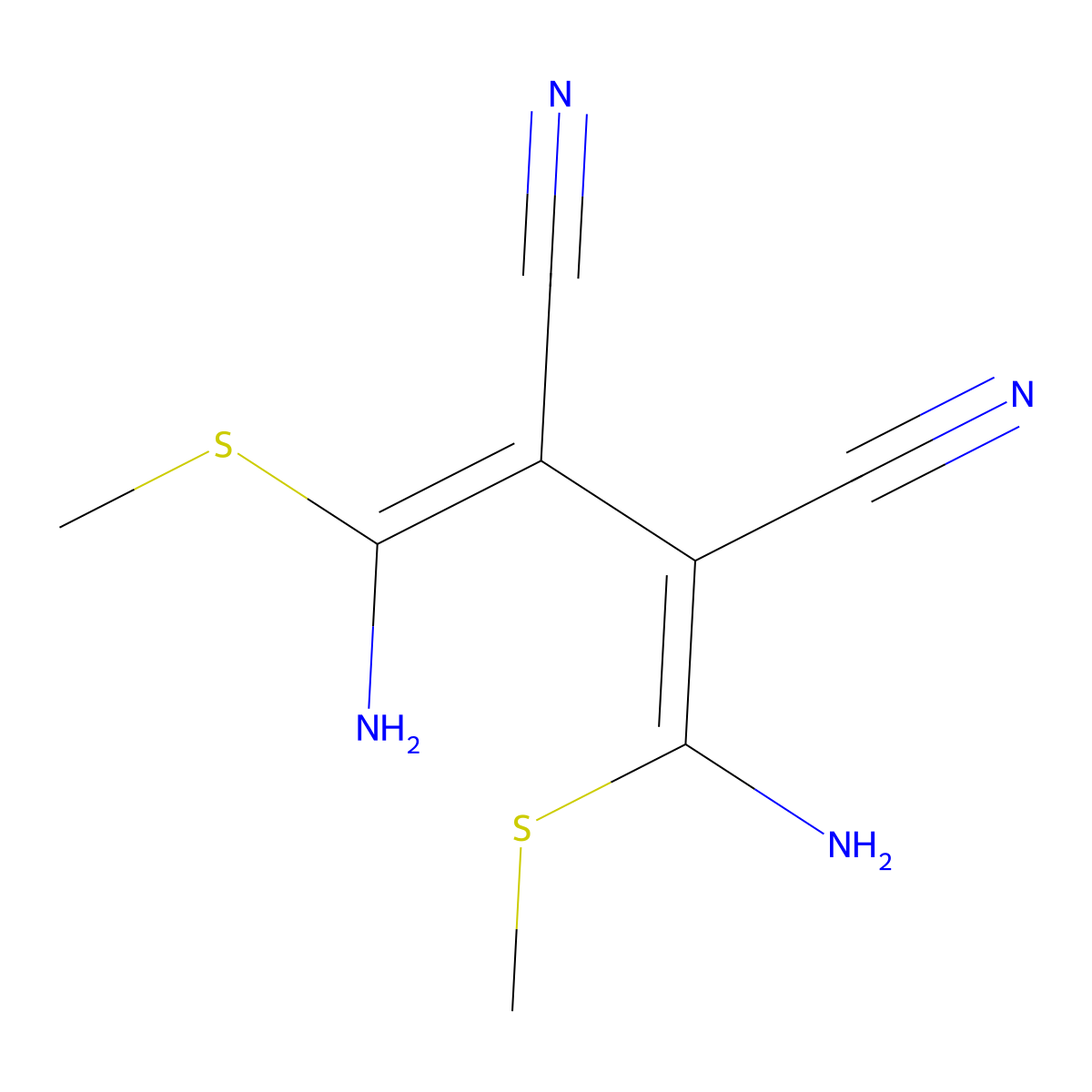 Bis[amino(methylsulfanyl)methylidene]butanedinitrile molecular structure, CAS 108923-79-1