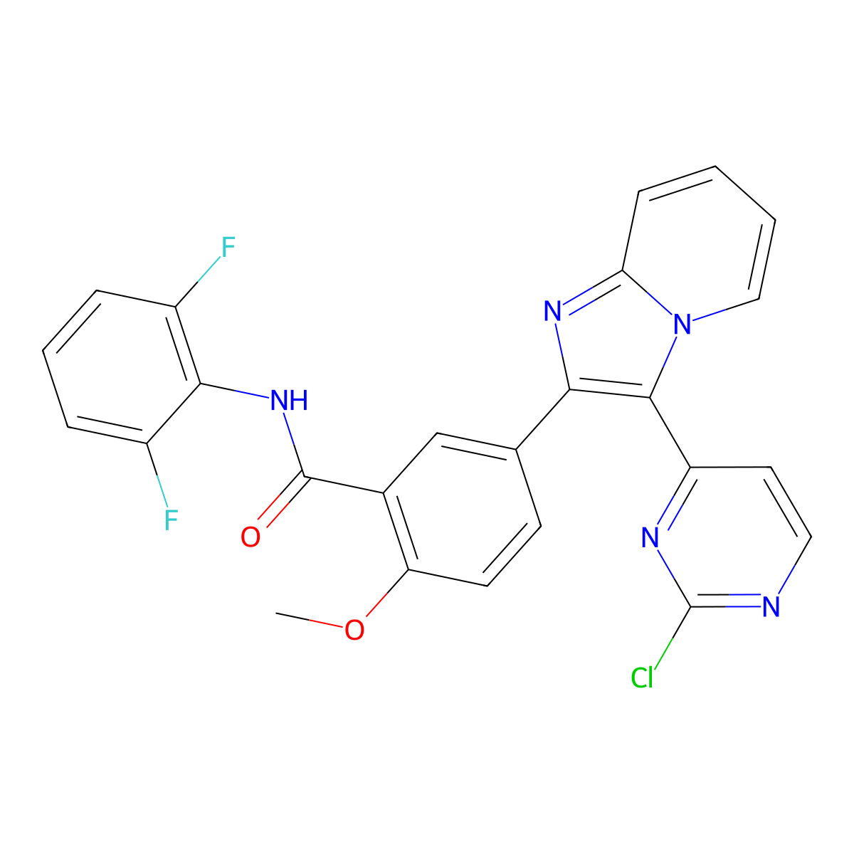 5-(3-(2-chloropyrimidin-4-yl)imidazo[1,2-a]pyridin-2-yl)-N-(2,6-difluorophenyl)-2-methoxybenzamide molecular structure, CAS 1089278-50-1