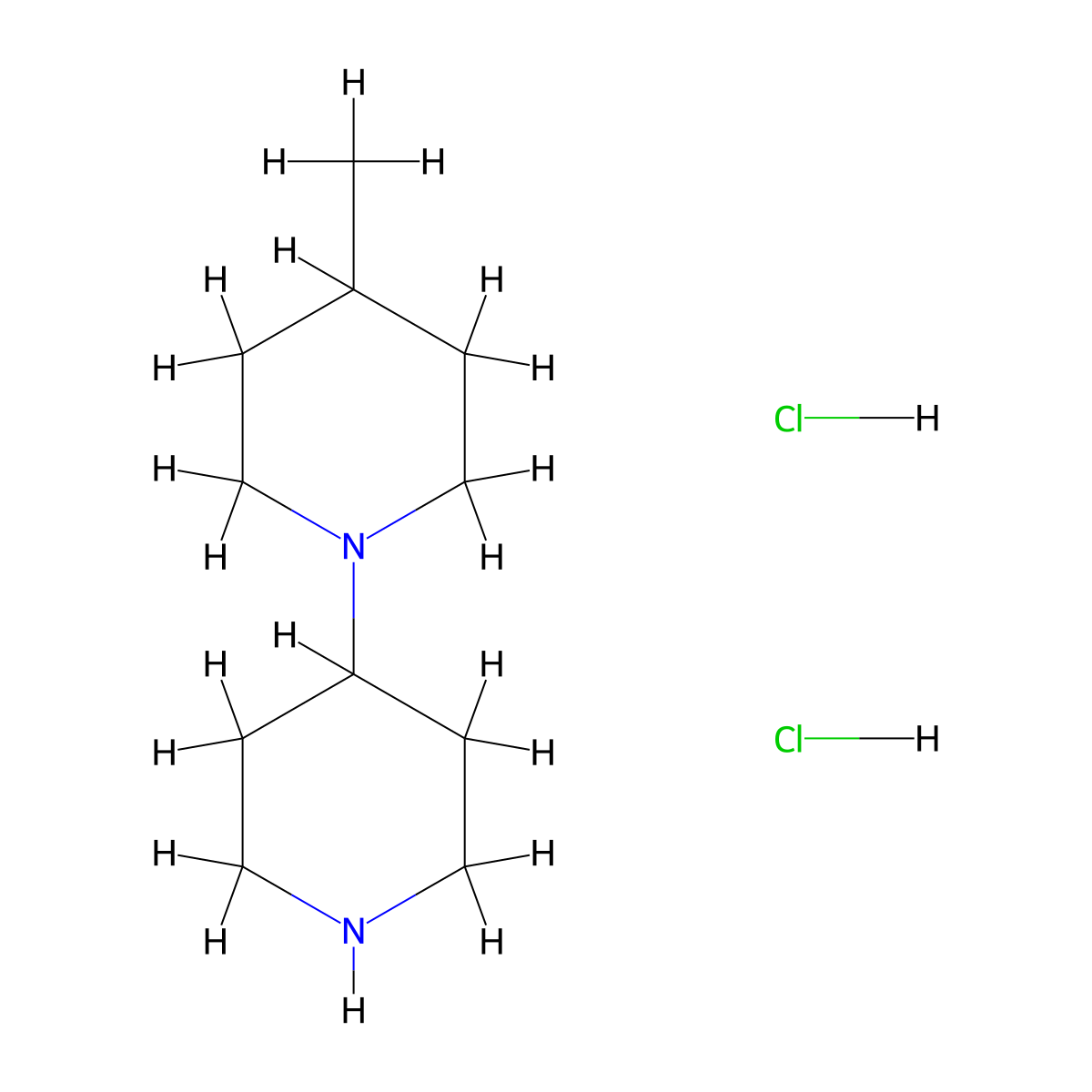 4-(4-Methyl-1-piperidinyl)piperidine dihydrochloride molecular structure, CAS 1089279-43-5