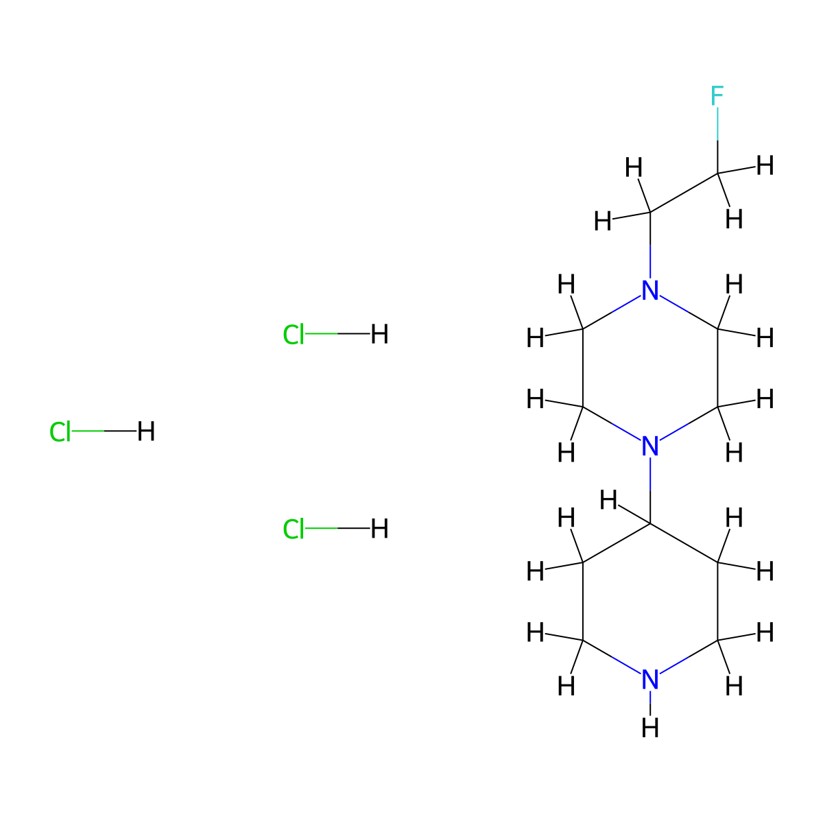 1-(2-Fluoroethyl)-4-(4-piperidinyl)piperazine trihydrochloride molecular structure, CAS 1089279-67-3