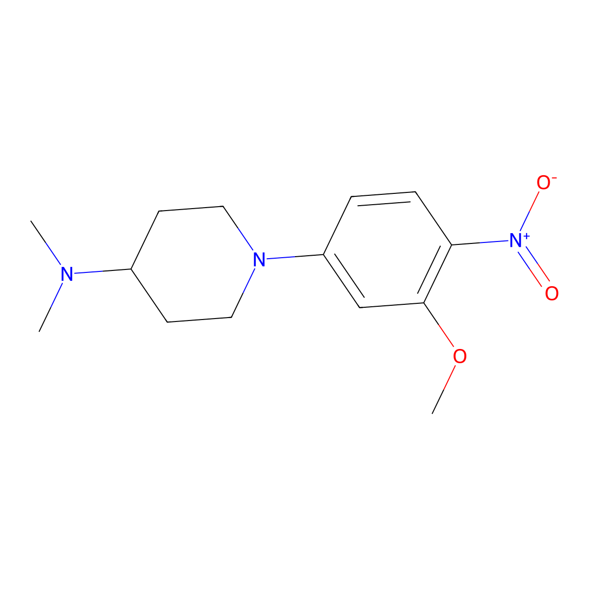 1-(3-methoxy-4-nitrophenyl)-N,N-dimethylpiperidin-4-amine molecular structure, CAS 1089279-90-2