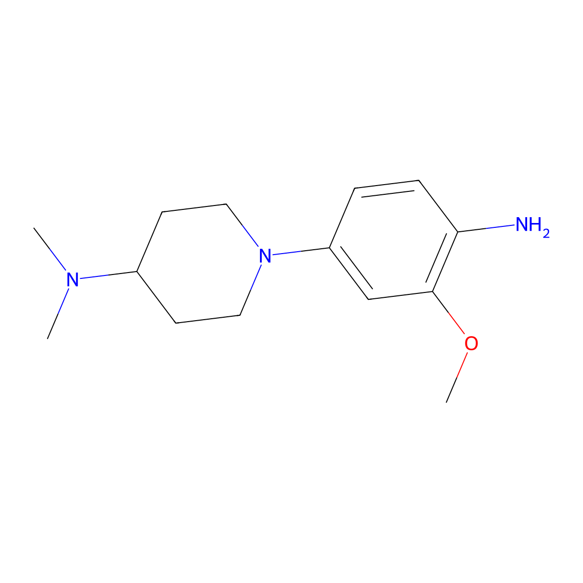 1-(4-amino-3-methoxyphenyl)-N,N-dimethylpiperidin-4-amine molecular structure, CAS 1089279-91-3