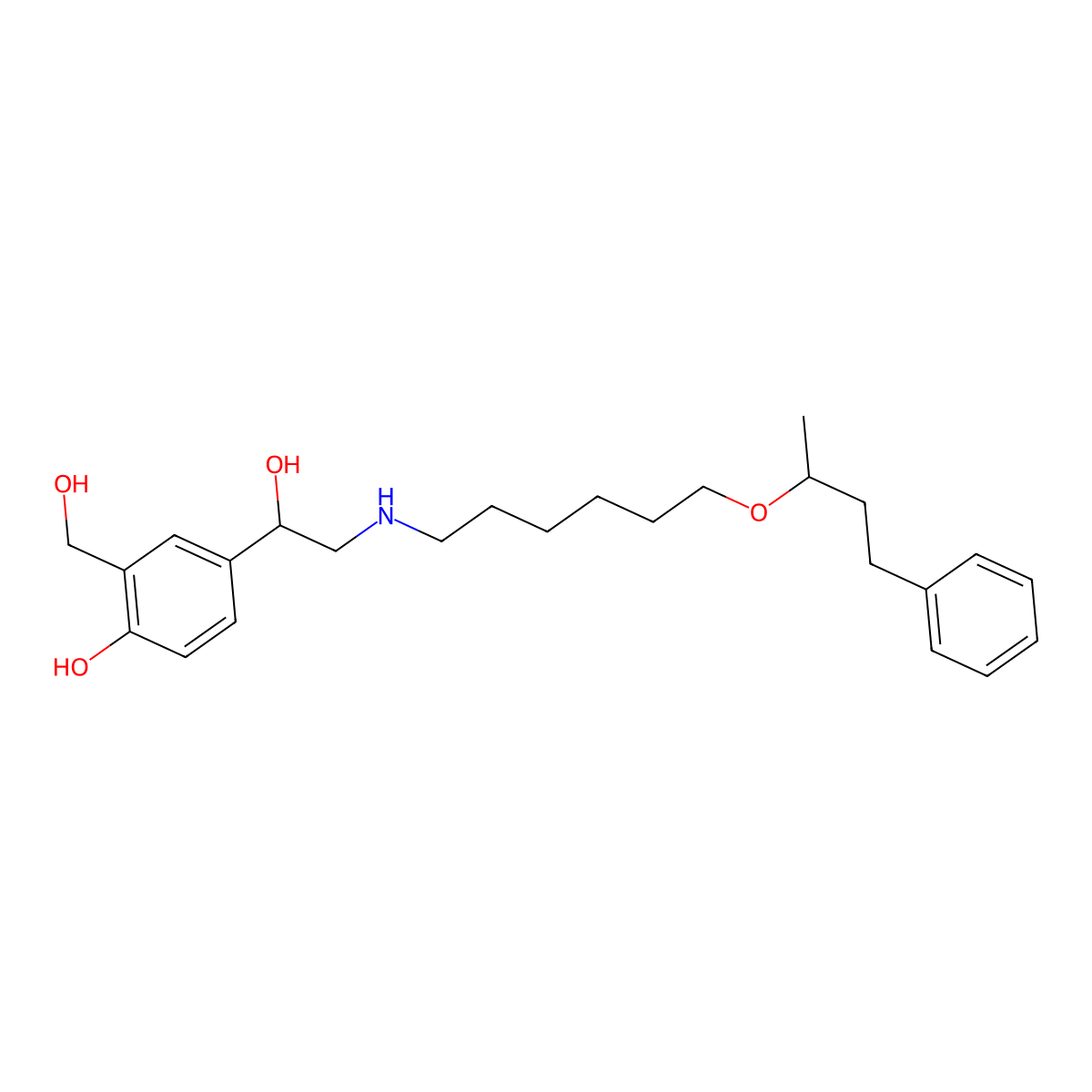 4-(1-Hydroxy-2-((6-((4-phenylbutan-2-yl)oxy)hexyl)amino)ethyl)-2-(hydroxymethyl)phenol molecular structure, CAS 108928-81-0