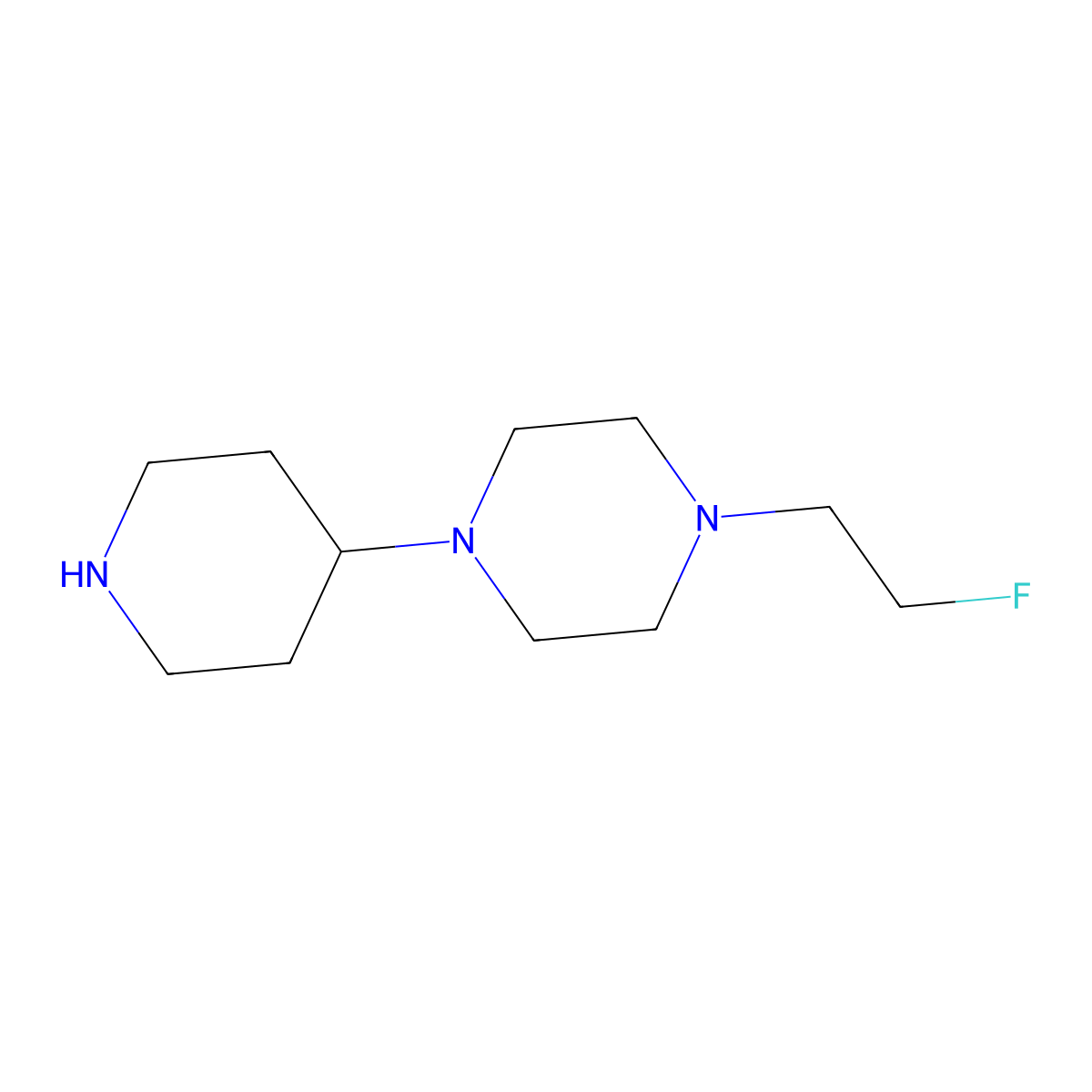 1-(2-Fluoroethyl)-4-(4-piperidinyl)piperazine molecular structure, CAS 1089280-78-3
