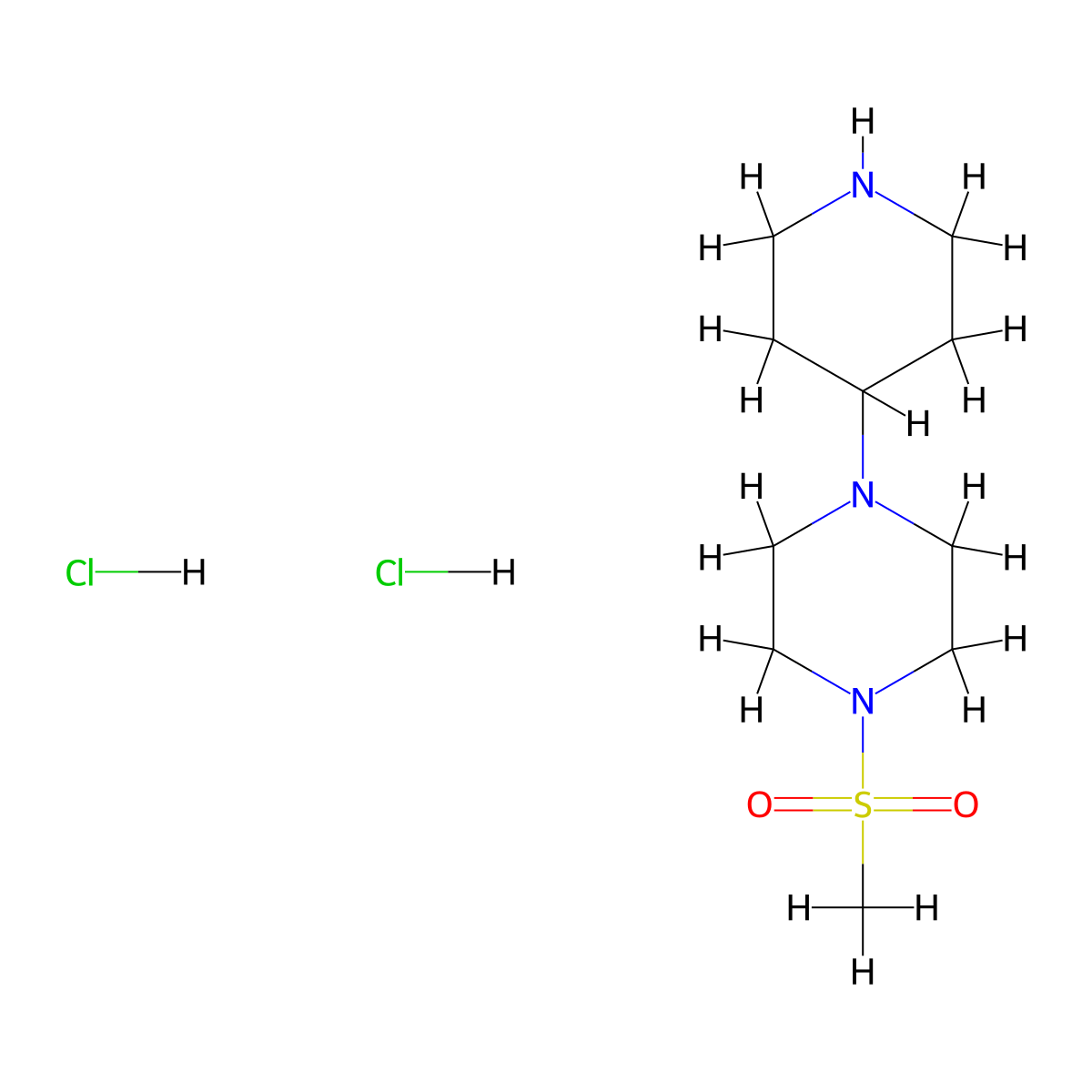 1-(Methylsulfonyl)-4-(4-piperidinyl)piperazine dihydrochloride molecular structure, CAS 1089282-83-6