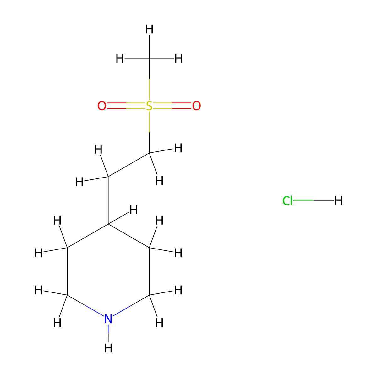 4-(2-Methanesulfonylethyl)piperidine hydrochloride molecular structure, CAS 1089283-21-5