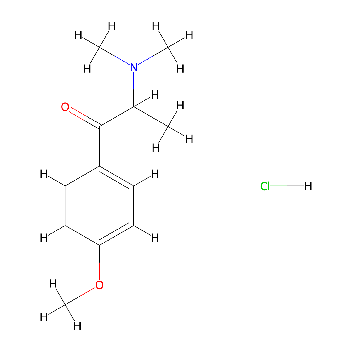 4-Methoxy-N,N-dimethylcathinone hydrochloride molecular structure, CAS 1089307-23-2