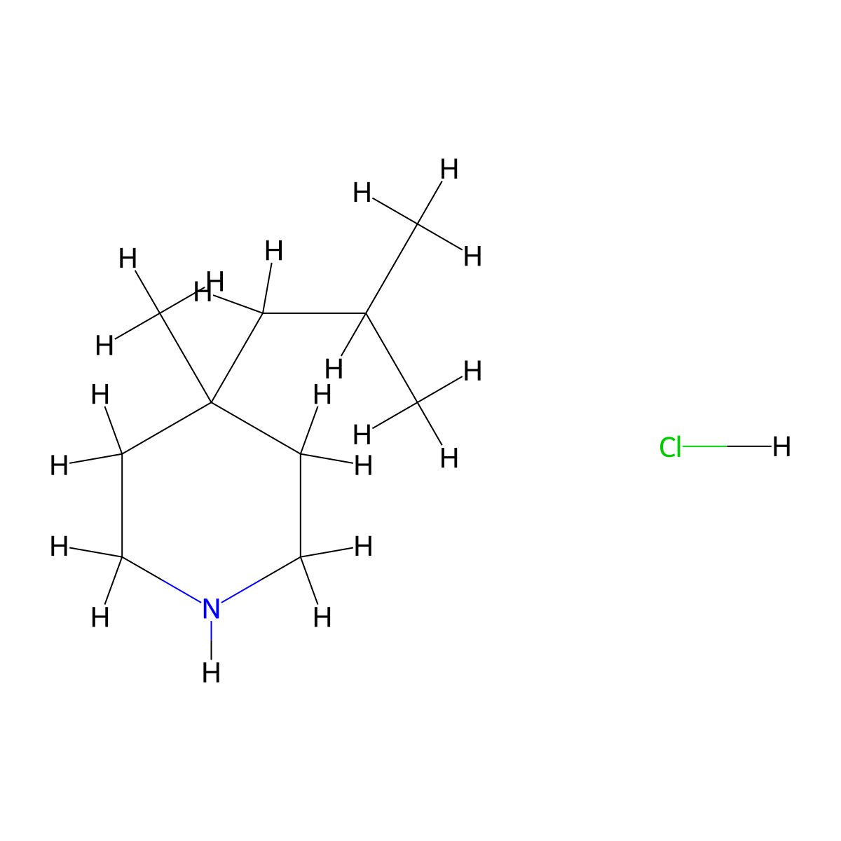 4-Methyl-4-(2-methylpropyl)piperidine hydrochloride molecular structure, CAS 1089317-11-2