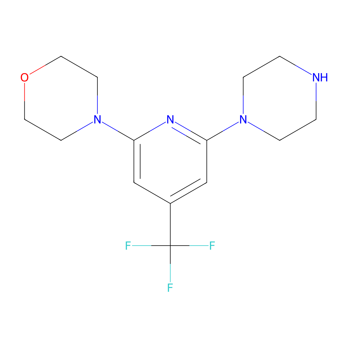 4-(6-Piperazin-1-yl-4-trifluoromethyl-pyridin-2-yl)-morpholine molecular structure, CAS 1089330-41-5