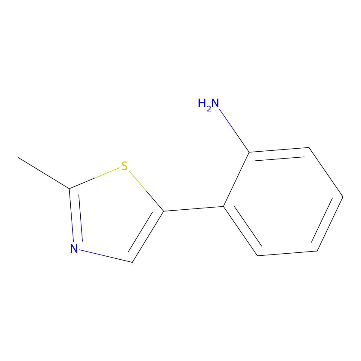 2-(2-Methyl-thiazol-5-yl)-phenylamine molecular structure, CAS 1089330-54-0