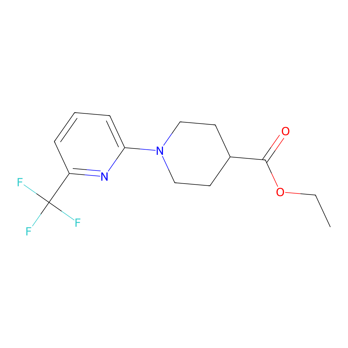 Ethyl 1-[6-(trifluoromethyl)pyridin-2-yl]piperidine-4-carboxylate molecular structure, CAS 1089330-56-2