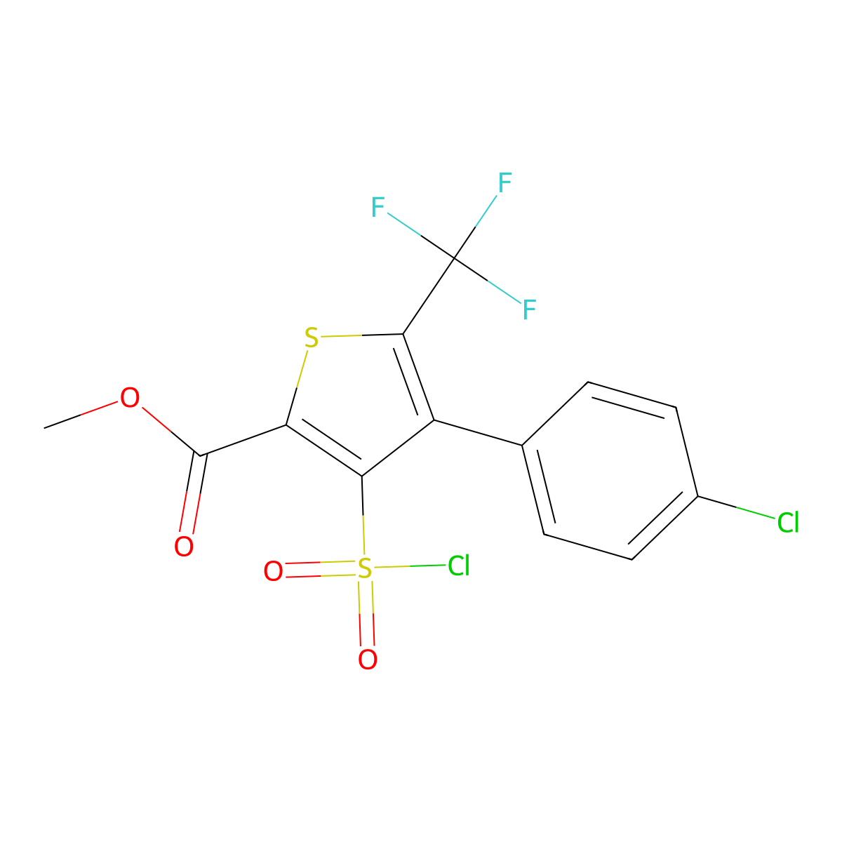 4-(4-Chloro-phenyl)-3-chlorosulfonyl-5-trifluoromethyl-thiophene-2-carboxylic acid methyl ester molecular structure, CAS 1089330-66-4