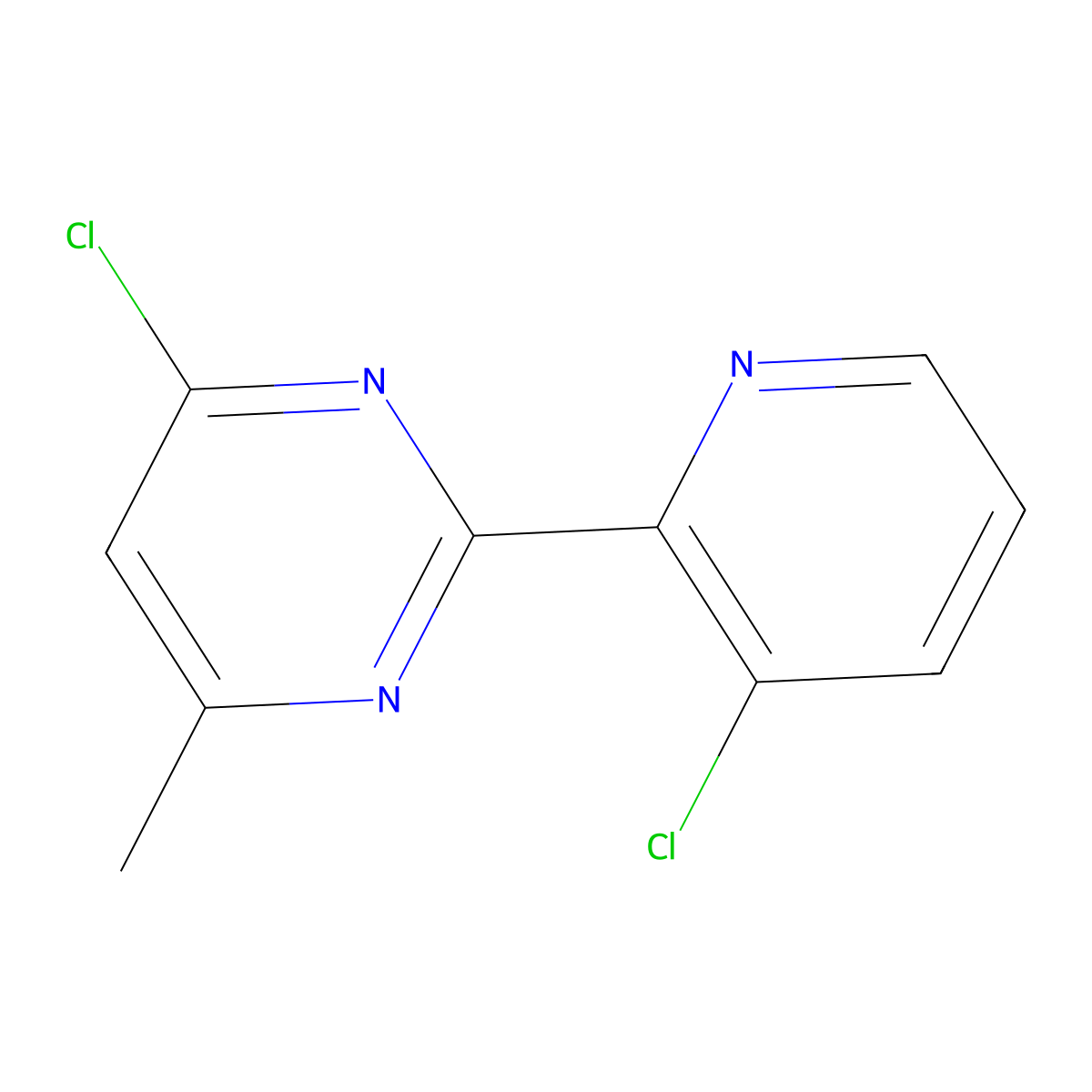 4-Chloro-2-(3-chloropyridin-2-yl)-6-methylpyrimidine molecular structure, CAS 1089330-86-8